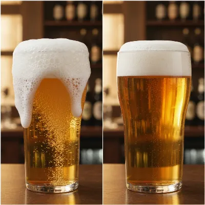 Comparison of Foamy Beer vs. Perfect Beer Pour